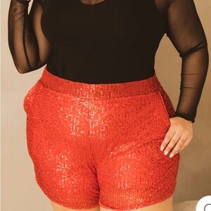 Plus Size 2x Women’s Red Sequin Shorts